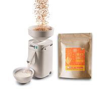 Molinillo de cereales Mockmill 100, fabricado en Alemania, corindón precioso y piedra de molienda de cerámica (Mockmill 100 + espelta orgánica)..