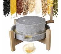 Molinillo de grano de piedra de manivela para molienda en seco/húmedo, molinillo de alimentos de granito natural para tofu, leche de soja, sésamo y frijoles, incluye soporte