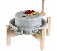 Molinillo de grano manual para harina, molino de piedra con marco de madera, molinos secos/húmedos para grano, frijol, cebada y especias