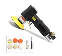 Molinillo de hormigón, máquina pulidora neumática de 2 pulgadas y 3 pulgadas, mini lijadora orbital de aire, pulidora de doble acción para coche (kit de lijadora negra A)