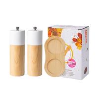Molinillo de madera natural para sal marina y pimienta negra, práctico molinillo manual de especias, utensilios de cocina para los amantes de la cocina