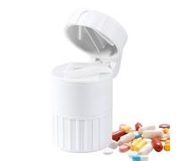 Molinillo de pastillas 4 en 1 con recipiente - Cortador de pastillas portátil, cabezal de molienda de acero inoxidable, pulverizador para pastillas de polvo fino y agua | Cortador de pastillas