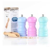 Molinillo de pimienta de madera de caucho sólido con sistema de molienda de acero inoxidable, diseñado para mayor durabilidad y selección precisa de grosor (azul nórdico)