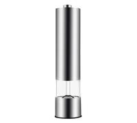 Molinillo de Pimienta Eléctrico Plata de Acero Inoxidable 2 Piezas | Uso en Cocina y Barbacoa, Apto para Semillas y Cilantro, Punta Plana y Afilada