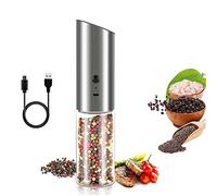Molinillo de pimienta eléctrico por gravedad, grinder elettrico,molinillo de sal y pimienta eléctrico, recargable por USB, especias con luz LED, mecanismo de cerámica ajustable grano grueso (1)