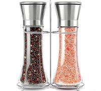 Molinillo de pimienta manual, molinillo de grosor ajustable con soporte de almacenamiento para sal marina Sichuan pimienta y soporte de condimento para carne