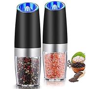 Molinillo de pimienta Molinillo de pimienta con una cocina manual Molinillo de pimienta áspero ajustable con luz LED azul Molinillo de pimienta Molinillo de proteína de acero caliente Molinillo de sal inoxidable premium Molinillos de sal y pimienta (20.2cm7.9)