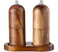 Molinillo de pimienta para madera para ajuste grueso fino Molinillo(2pcs +base)