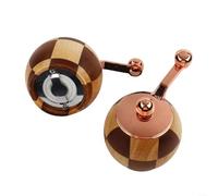 Molinillo de pimienta, tablero de ajedrez con manivela de cocina de madera maciza para condimentos, juego de botellas de sal marina (dos paquetes)