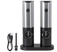 Molinillo de pimienta y juego automático de sal y pimienta Mil recargable con base de carga, juego de molinillos eléctricos