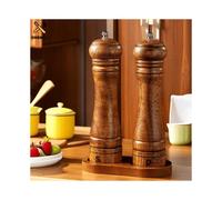 Molinillo de pimienta y sal marina de madera de primera calidad. Molinillo manual de especias con botella