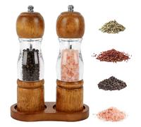 Molinillo de Sal y Pimienta de Madera, Juego de Molinillo de Sal y Pimienta con Bandeja y Núcleo de molienda de Cerámica para Especias y Pimienta, Regalos Originales Cumpleaños para Mujer Madres