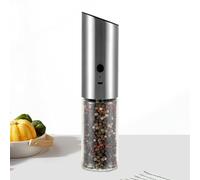 Molinillo de sal y pimienta eléctrico - Molinillo automático de sal y pimienta con luz LED y grano ajustable, recargable, fácil de usar en la cocina, a pilas, práctica herramienta para condimentar