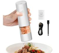 Molinillo de sal y pimienta eléctrico, molinillo automático de sal y pimienta - Molinillo de pimienta negro con luz LED - Molinillo de sal y pimienta con grosor ajustable automático para camping al