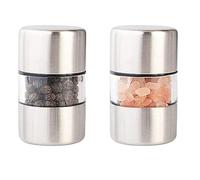 Molinillo de Sal y Pimienta Molinillo de Pimienta Recargable Molinos Gruesos Ajustables Molinillo de Sal Molinillos de Especias de Sal Marina de Acero Inoxidable Salero,Silver-2pcs