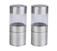 Molinillo de Sal y Pimienta Molinillo de Sal y Pimienta Manual de Acero Inoxidable Herramienta de Cocina Transparente Visible Molinillos de Especias de rotación Manual Salero,Sliver-2pcs