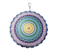 Molinillo de viento colgante para decoración de jardín hecho de metal con intrincado patrón de mandala para patio, porche y balcón (B)