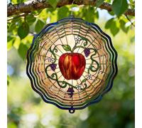 Molinillo de viento de frutas, estilo Art Nouveau, uvas rústicas, vides de verano de metal rojo 3D, esculturas de viento para exteriores, adornos para jardín, césped, pasillos, patio, decoración de