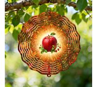 Molinillo de viento de frutas, hojas decorativas y bayas de otoño, esculturas de viento colgantes de metal, adornos al aire libre para jardín, porche, césped, patio, decoración de fiesta, 12 pulgadas