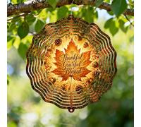 Molinillo de viento de hoja de arce, rústico y fantástico, palabras de piñas de otoño, metal dorado al aire libre, esculturas de viento que cambian de color, regalos para jardín, porche, balcón