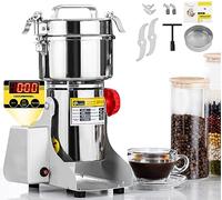Molinillo eléctrico de granos de 700 g, molinillo superfino para especias, hierbas y café, alta velocidad de 28000 RPM con protección de parada en caso de apertura de la tapa. (Silver 800g Swing Type)