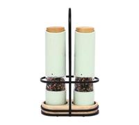 Molinillo eléctrico de sal y pimienta, 2 piezas, pimienta y molinillo de sal, grosor ajustable con base de iluminación LED, cepillo de limpieza, juego de sal y pimienta Peugeot (verde)