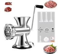 Molinillo manual de carne, relleno de salchichas de acero inoxidable con 3 tubos de relleno, máquina de llenado de carne de manivela para el hogar y restaurantes
