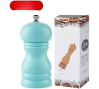 Molinillo manual de especias con cuerpo de madera de goma maciza y núcleo de acero inoxidable, ajustes de grosor ajustables para pimienta recién molida y otras especias de cocina (verde nórdico)