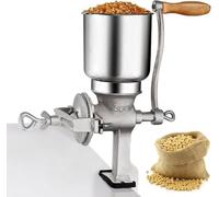 Molinillo manual de grano - Trituradora de hierro fundido de grosor ajustable para trigo, maíz, café, nueces, semillas y especias, tolva grande de 5.1 pulgadas para cocina y uso doméstico