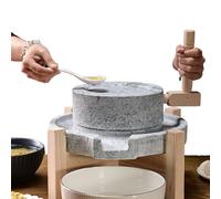Molinillo manual de piedra, molinillo clásico de pasta de trigo con soporte de madera, molinillo de grano hecho a mano para uso doméstico