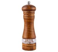 Molinillo manual de sal y pimienta de madera de 6.7 pulgadas, molinillo de sal y pimienta ajustable de cerámica para cocineros en el hogar (marrón oscuro)