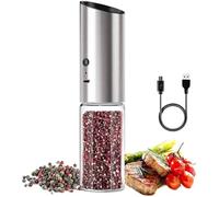 Molinillo Pimienta,Pepper Grinder Molinillo eléctrico de sal y pimienta, recargable, automático, acero inoxidable, for cocina(1PC)