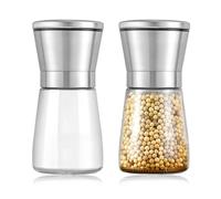 Molinillo Sal Y Pimienta 2 Piezas Molinillo Pimienta Transparente, Molinillo De Especias Manual, Con Mecanismo Regulable De Cerámica, Adecuado Para Sal Marina Gruesa, Grano De Pimienta, 180ml*2