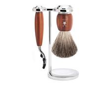 Molinillo - Set de afeitado - Vivo Serie - de pelo de tejón - Gillette Mach3 - Madera de ciruelo)