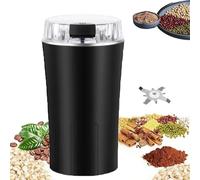 Molinillo superfino for el hogar, molinillo eléctrico de especias en grano café, cortador acero inoxidable 8 hojas, portátil un toque, for granos, maíz, trigo y(Black)