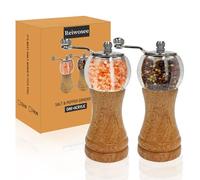 Molinillos De Pimienta, Molinillo De Sal Y Pimienta, Molinillos De Especias Madera Maciza Con Molinillo De Cerámica Ajustable Fuerte, 2PCS 6in Clásico Conjunto De Molinos De Pimienta Y Sal Mano