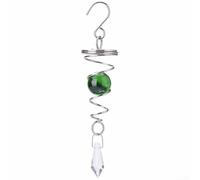 Molinillos de viento en espiral para bola de cristal, campanillas de viento, decoración colgante de jardín, acero inoxidable con bola de vidrio para patio y césped (verde)