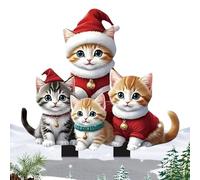 Molinillos de viento para jardín - Adornos de jardín de metal | Decoración navideña de acrílico 2D | Decoración artística de jardín Kitten Stakes | Herramienta decorativa para exteriores pintada a