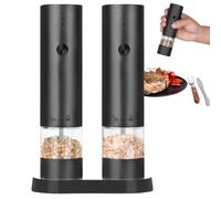 Molinillos eléctricos de sal y pimienta - ABS de 7,68 pulgadas | Trituradora de chile automática recargable con luz LED, grosería ajustable, molino de sal y pimienta para cocina, barbacoa, cocina
