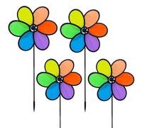 Molinillos para Jardín Y Exteriores, Molinetes Florales Arcoíris para Jardín, Móviles Animados Divertidos, Accesorios Jardín Mágico Y Decoración Exterior para Área De Juegos Infantiles