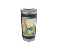 Molino de agua en Onden Hokusai Vintage Retro Arte japonés Vaso térmico de acero inoxidable de doble pared