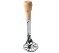 Molino de alimentos de acero inoxidable con mango de madera antideslizante para puré de papas y comidas para bebés (C)