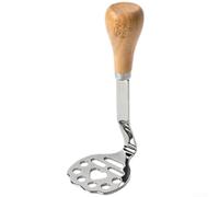Molino de alimentos de acero inoxidable con mango de madera antideslizante para puré de papas y comidas para bebés (B)
