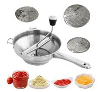 Molino de Alimentos De Acero Inoxidable - Cortador Rotativo, Herramienta De Torsión Mano | Tamiz De Manual, Trituradora Ergonómica Con 3 Discos Para Verduras, Salsas, Frutas, Cocina