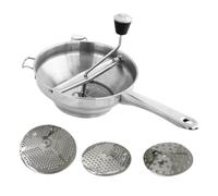 Molino de alimentos para puré de manzana, manivela de molino de alimentos,Molinillo de alimentos ergonómico de 3 discos de fresado Molinillo de alimentos de acero inoxidable | Picadora de alimentos co