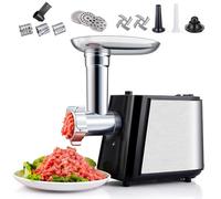 Molino De Carne Eléctrico De Acero Inoxidable, Máx. 1200w, 6 Placas De Molienda, Embutidor De Salchichas Y Kit Kubbe Para Verduras, Puré De Carne Y Salchichas Caseras