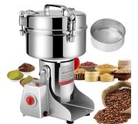 Molino de cereales de grano eléctrico 1500 g, molinillo de acero inoxidable y motor 4000 W, trituradora de cuchillas robot culinario de alta velocidad para moler cereales especias hierbas nueces café