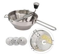 Molino de comida rotativa con 3 discos intercambiables, mermeladas manuales de acero inoxidable mazonador de vegetales frutas de papa ajo prensa de barro para salsa de tomate,
