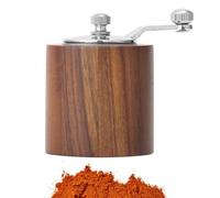 Molino de especias de mango - molino de madera hecho a mano para pimienta, café y semillas | Herramienta de cocina de grosería de molienda ajustable | Menú manual ergonómico para sal, cereales y