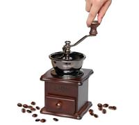 Molino de grano de café manual - molino de café de mano de madera, rebabas coninales | Molino manual de estilo antiguo, manual de manivela y amoladora de especias, herramienta de rebabas decorativa